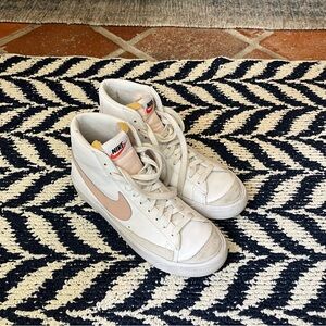 Nike White and Pink High-Top Sneakers